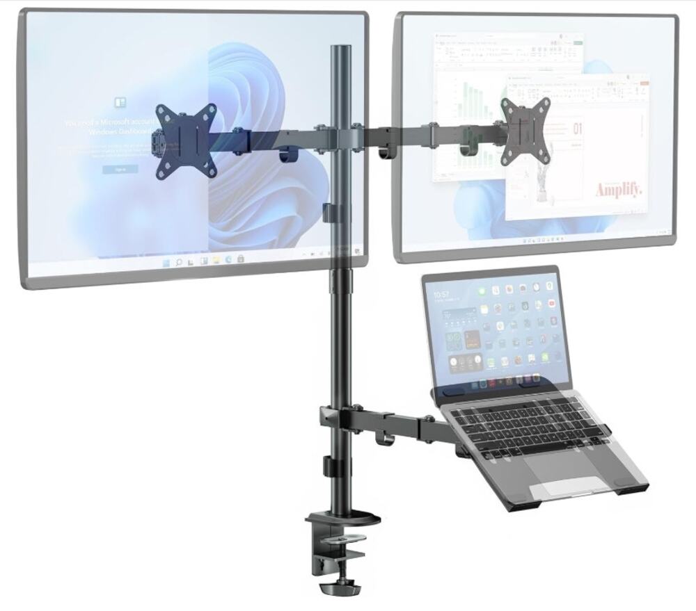 Dual Monitor Stand Laptop Mount 32" Screens Adjustable Desk Arm